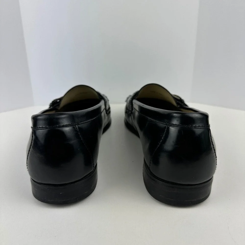 Vintage Cole Haan Mens Black Leather Kiltie Loafers Buckle Dress Shoes Size 12 D